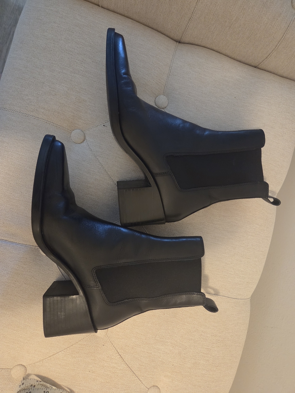Zara Black Chelsea Block Heel Ankle Boots